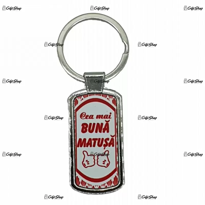 Cea mai buna matusa, breloc din metal cu mesaj